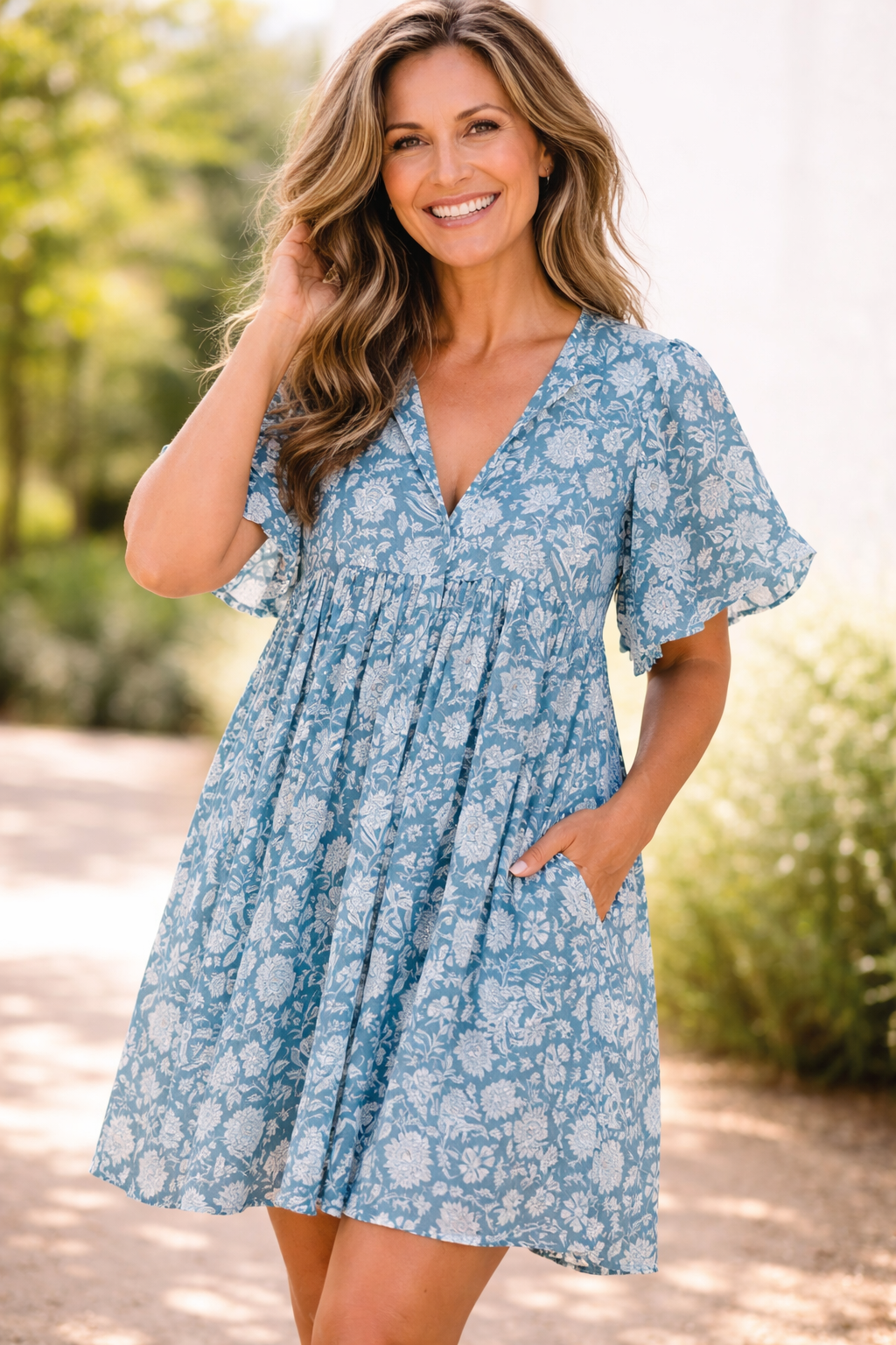 Women's Floral Puff Sleeve Mini Dress – Ruffle Summer Dress