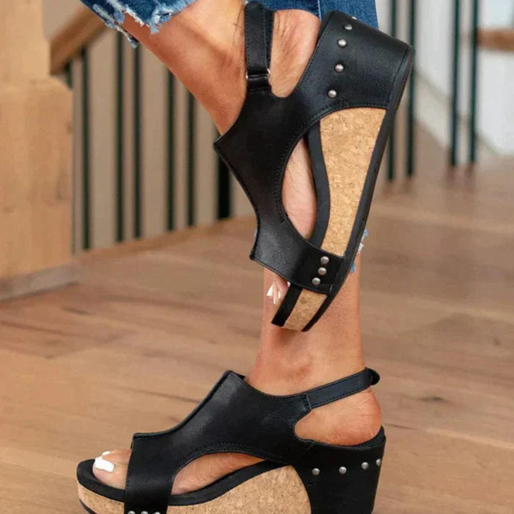 Women's Wedge Sandals with Slip-On Style and Cushioned Footbed