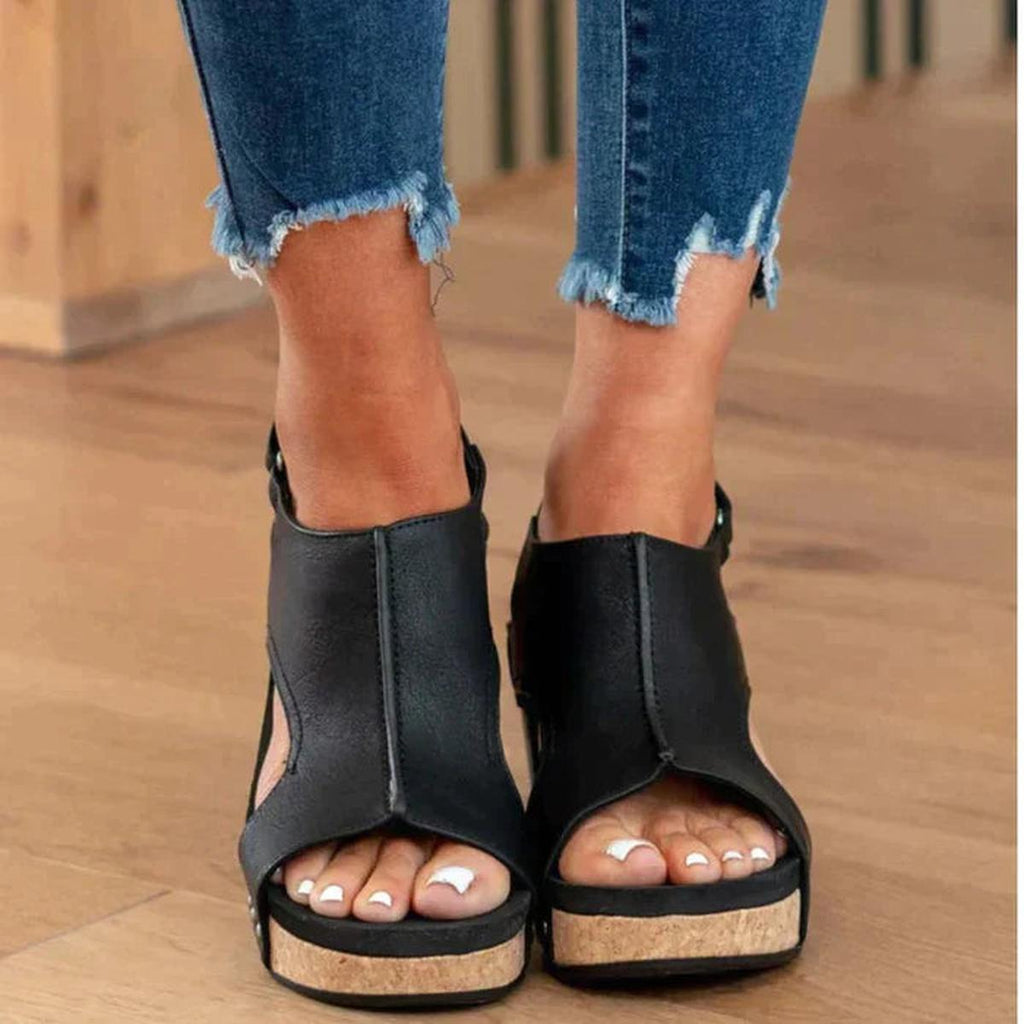 Women's Wedge Sandals with Slip-On Style and Cushioned Footbed