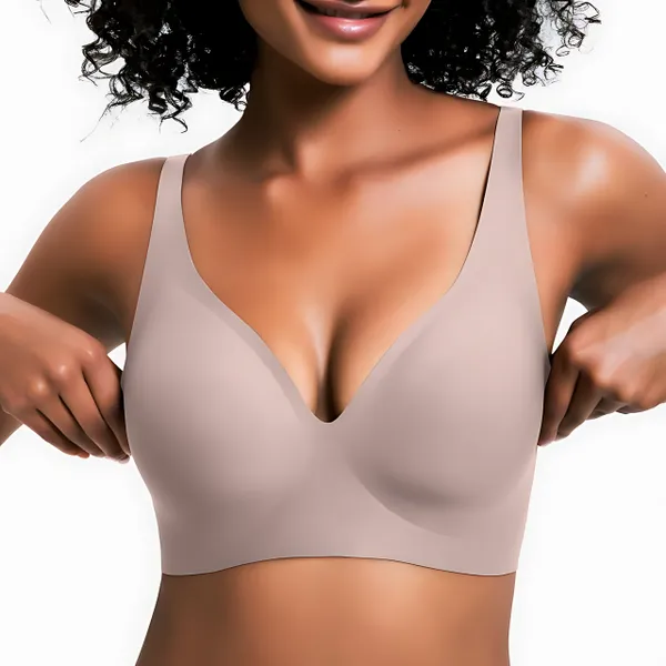 Women's Wireless V-Neck Bra – Seamless Everyday Support Bra
