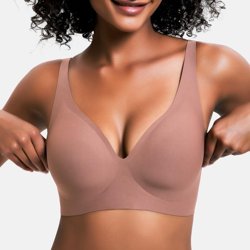 Women's Wireless V-Neck Bra – Seamless Everyday Support Bra
