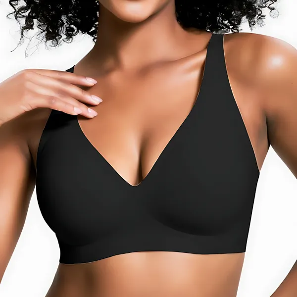 Women's Wireless V-Neck Bra – Seamless Everyday Support Bra