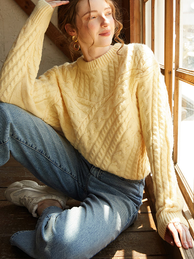 Women's Asymmetrical Shoulder Sweater – Cropped Open Neck Ribbed Sweater