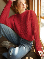 Women's Asymmetrical Shoulder Sweater – Cropped Open Neck Ribbed Sweater