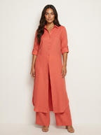 Women's Wide Leg Blouse Set – Button-Up Pants Set
