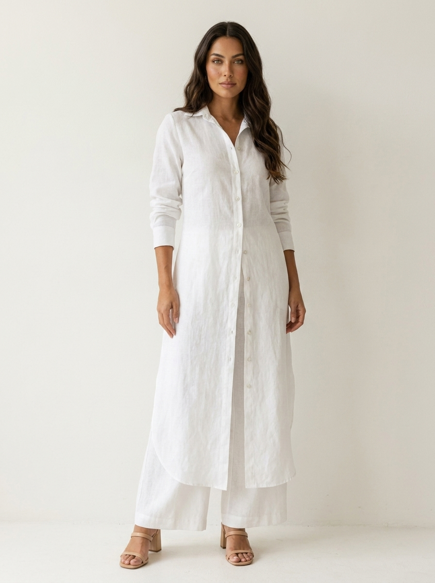 Women's Wide Leg Blouse Set – Button-Up Pants Set