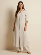Women's Wide Leg Blouse Set – Button-Up Pants Set