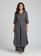 Women's Wide Leg Blouse Set – Button-Up Pants Set