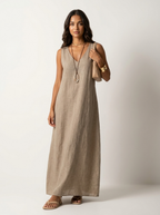 Women's Sleeveless Maxi Dress – Linen Look Dress