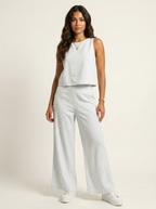 Women's Wide Leg Two-Piece Set – Linen Look Set