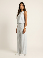 Women's Wide Leg Two-Piece Set – Linen Look Set