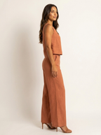 Women's Wide Leg Two-Piece Set – Linen Look Set