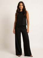 Women's Wide Leg Two-Piece Set – Linen Look Set