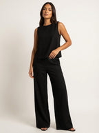 Women's Wide Leg Two-Piece Set – Linen Look Set