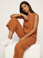 Women's Wide Leg Two-Piece Set – Linen Look Set