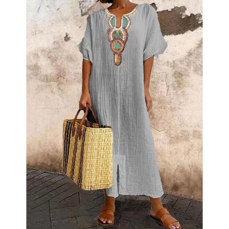 Women's Embroidered Boho Dress – Summer Maxi Dress
