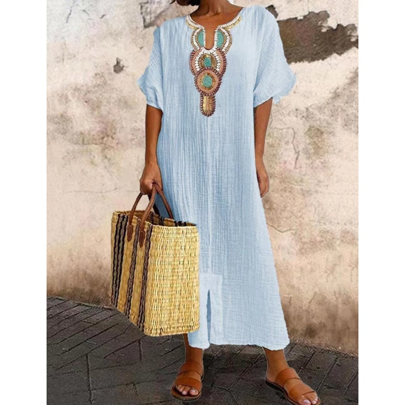 Women's Embroidered Boho Dress – Summer Maxi Dress