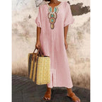 Women's Embroidered Boho Dress – Summer Maxi Dress