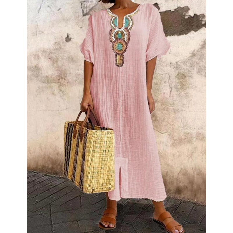 Women's Embroidered Boho Dress – Summer Maxi Dress