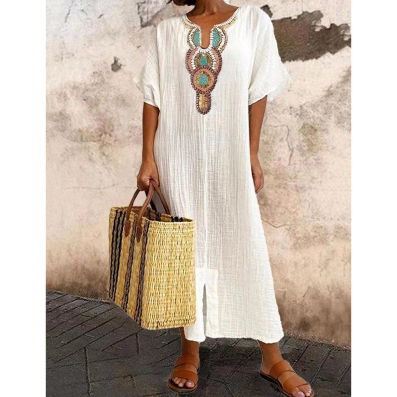 Women's Embroidered Boho Dress – Summer Maxi Dress