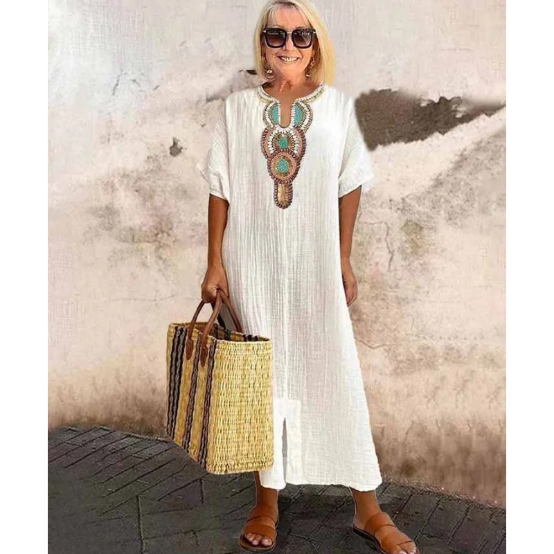Women's Embroidered Boho Dress – Summer Maxi Dress