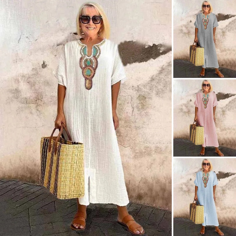 Women's Embroidered Boho Dress – Summer Maxi Dress