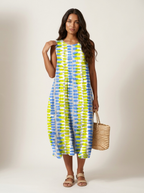 Women's Sleeveless Printed Dress – Casual Midi Dress