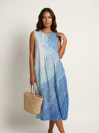 Women's Sleeveless Printed Dress – Casual Midi Dress