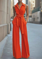 Women's Belted Wide Leg Jumpsuit – Occasion Summer Jumpsuit – Mallory