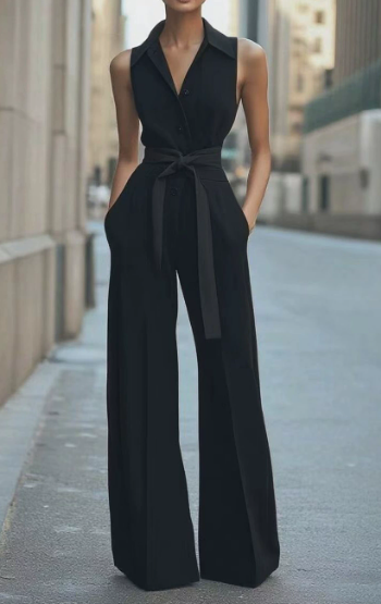 Women's Belted Wide Leg Jumpsuit – Occasion Summer Jumpsuit – Mallory