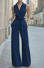 Women's Belted Wide Leg Jumpsuit – Occasion Summer Jumpsuit – Mallory