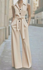 Women's Belted Wide Leg Jumpsuit – Occasion Summer Jumpsuit – Mallory