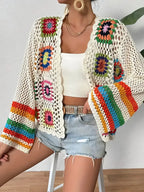 Women's Open Knit Cardigan – Boho Crochet Beach Layer