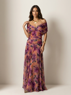 Women's Pleated Maxi Gown – Flowy Formal Wedding Guest Evening Dress
