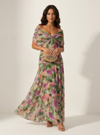 Women's Pleated Maxi Gown – Flowy Formal Wedding Guest Evening Dress