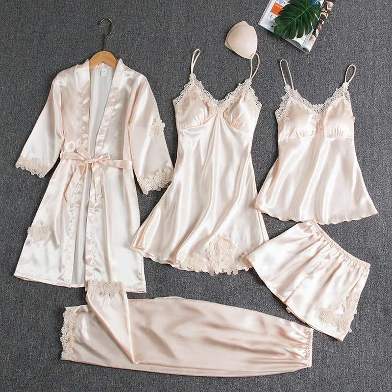 Women's Lace Sleepwear Set – Satin Pajama Set