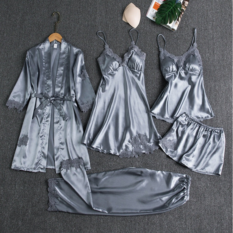 Women's Lace Sleepwear Set – Satin Pajama Set