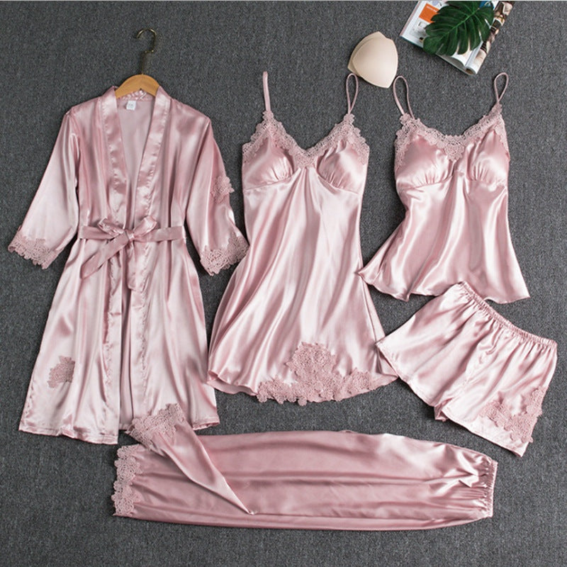 Women's Lace Sleepwear Set – Satin Pajama Set