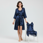 Women's Lace Sleepwear Set – Satin Pajama Set