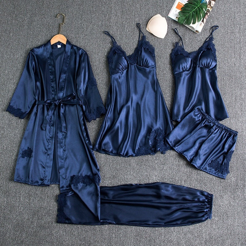 Women's Lace Sleepwear Set – Satin Pajama Set