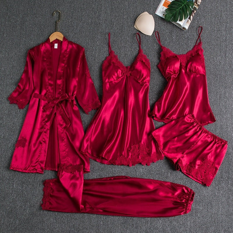 Women's Lace Sleepwear Set – Satin Pajama Set