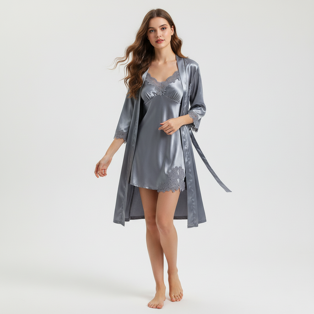 Women's Lace Sleepwear Set – Satin Pajama Set