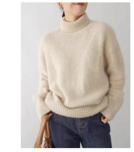 Women's Turtleneck Sweater – Soft High Neck Long Sleeve Knit Pullover
