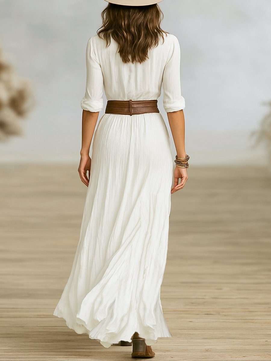 Women's Belted Dress – Casual Maxi Dress – Juliette