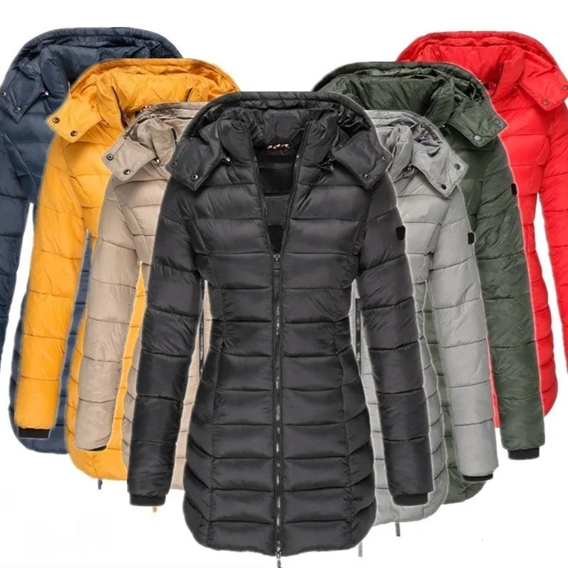 Women's Mid-Length Winter Jacket – Tailored Button Front Coat