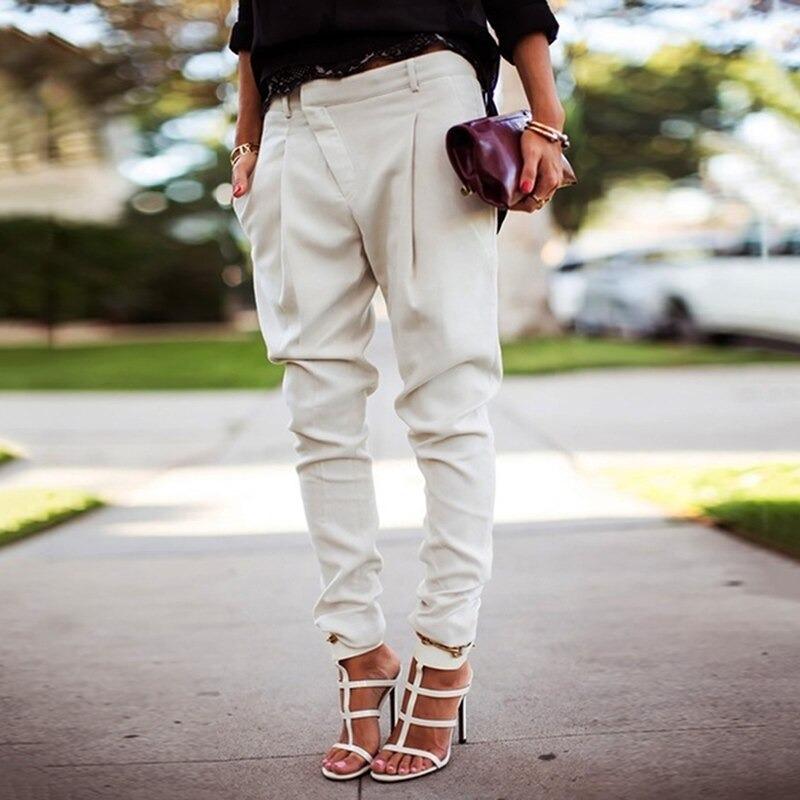 Women's Elastic High Waist Pants – Stretch Casual Everyday Trousers