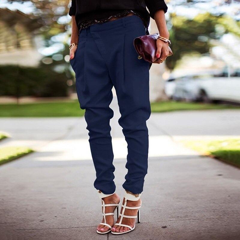 Women's Elastic High Waist Pants – Stretch Casual Everyday Trousers