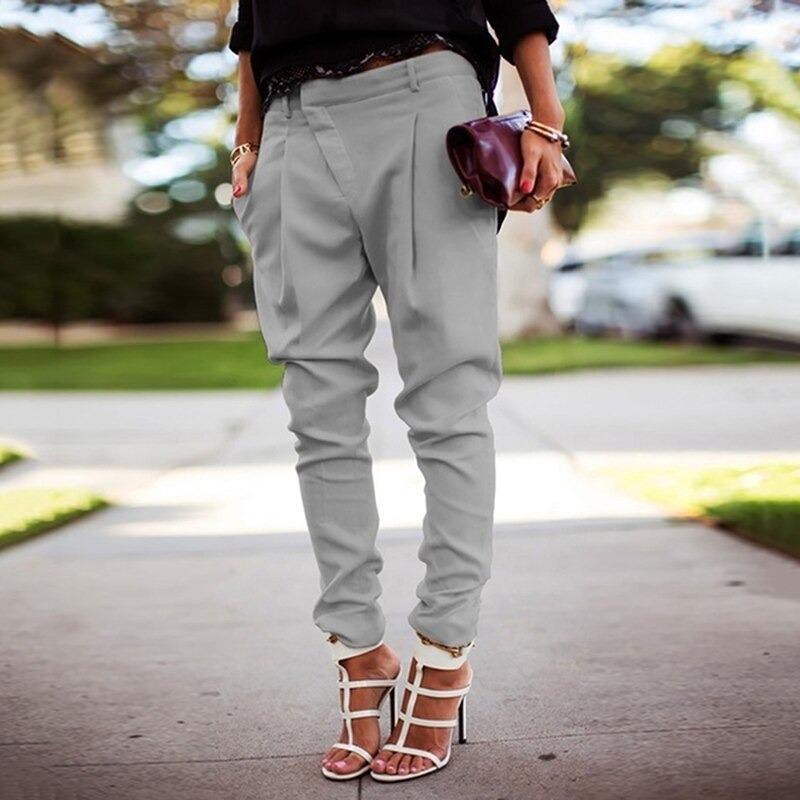 Women's Elastic High Waist Pants – Stretch Casual Everyday Trousers