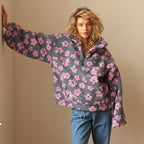 Women's Boho Floral Sweater – Oversized Sherpa Pattern Pullover