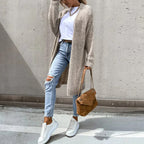 Women's Longline Open Cardigan – Textured Knit Layer